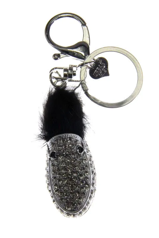 Slip On Shoes Diamante Bag Charm Keyring