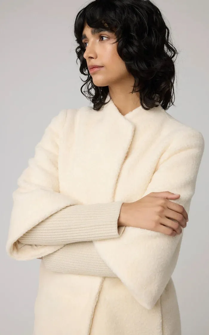 SOIA&KYO MARIAH - Semi-Fitted Wool Blend Sherpa Coat With Belt