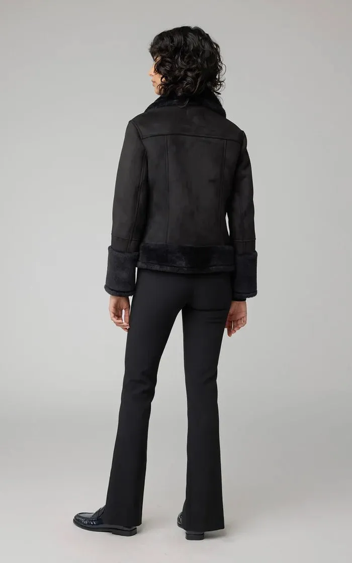 SOIA&KYO PHOEBE - Relaxed-Fit Luxe Faux Sherpa Biker Jacket