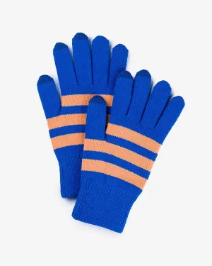 Striped Touchscreen Gloves - Peach   Cobalt