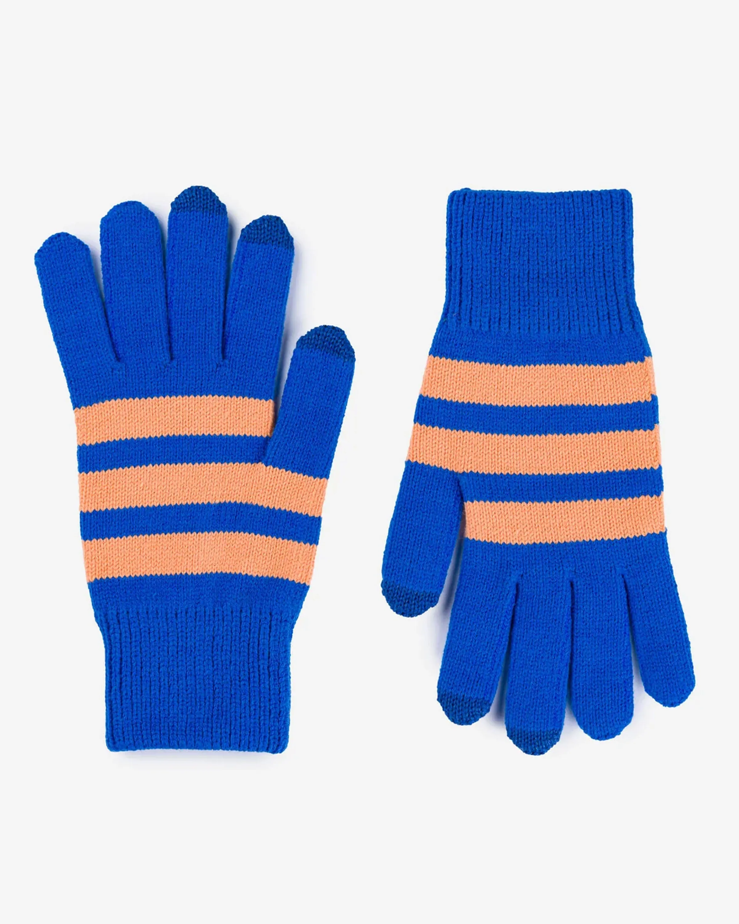 Striped Touchscreen Gloves - Peach   Cobalt