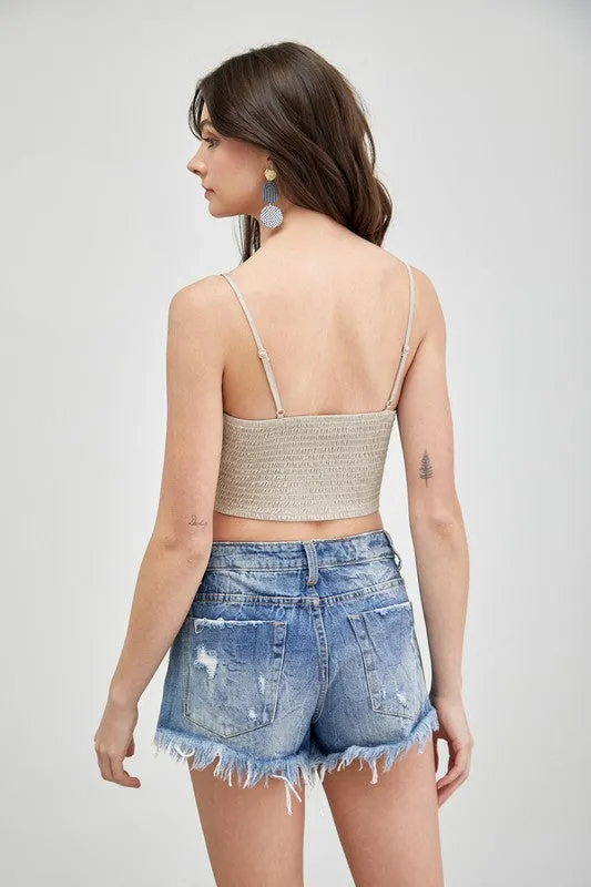 TEEK - Front Tie-Up Cami Crop Top