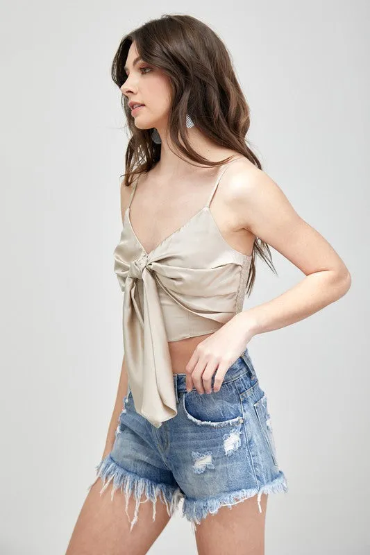 TEEK - Front Tie-Up Cami Crop Top