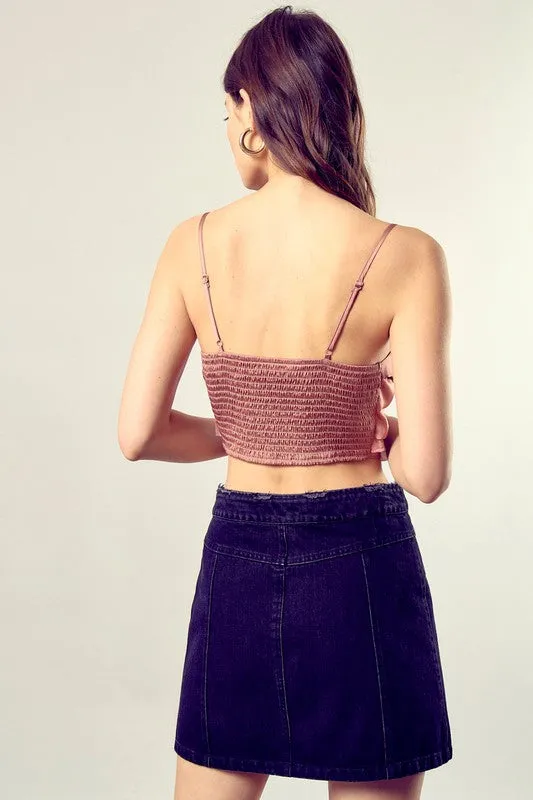 TEEK - Front Tie-Up Cami Crop Top