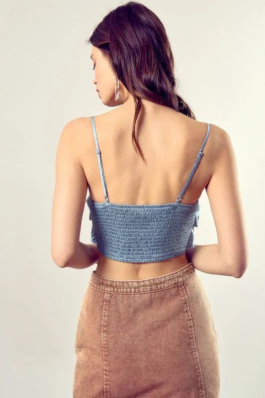 TEEK - Front Tie-Up Cami Crop Top