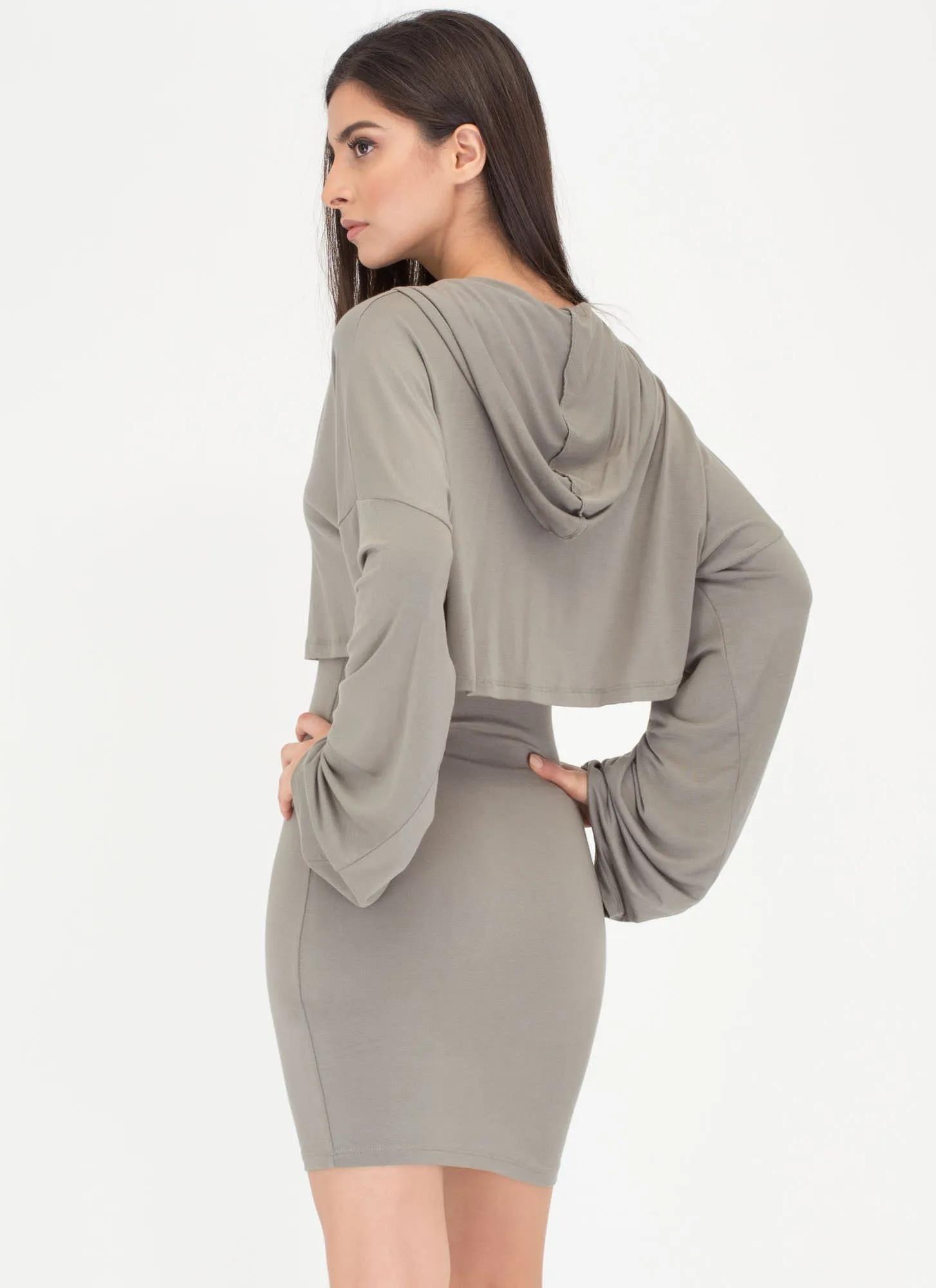 Two Good Hooded Draped Minidress