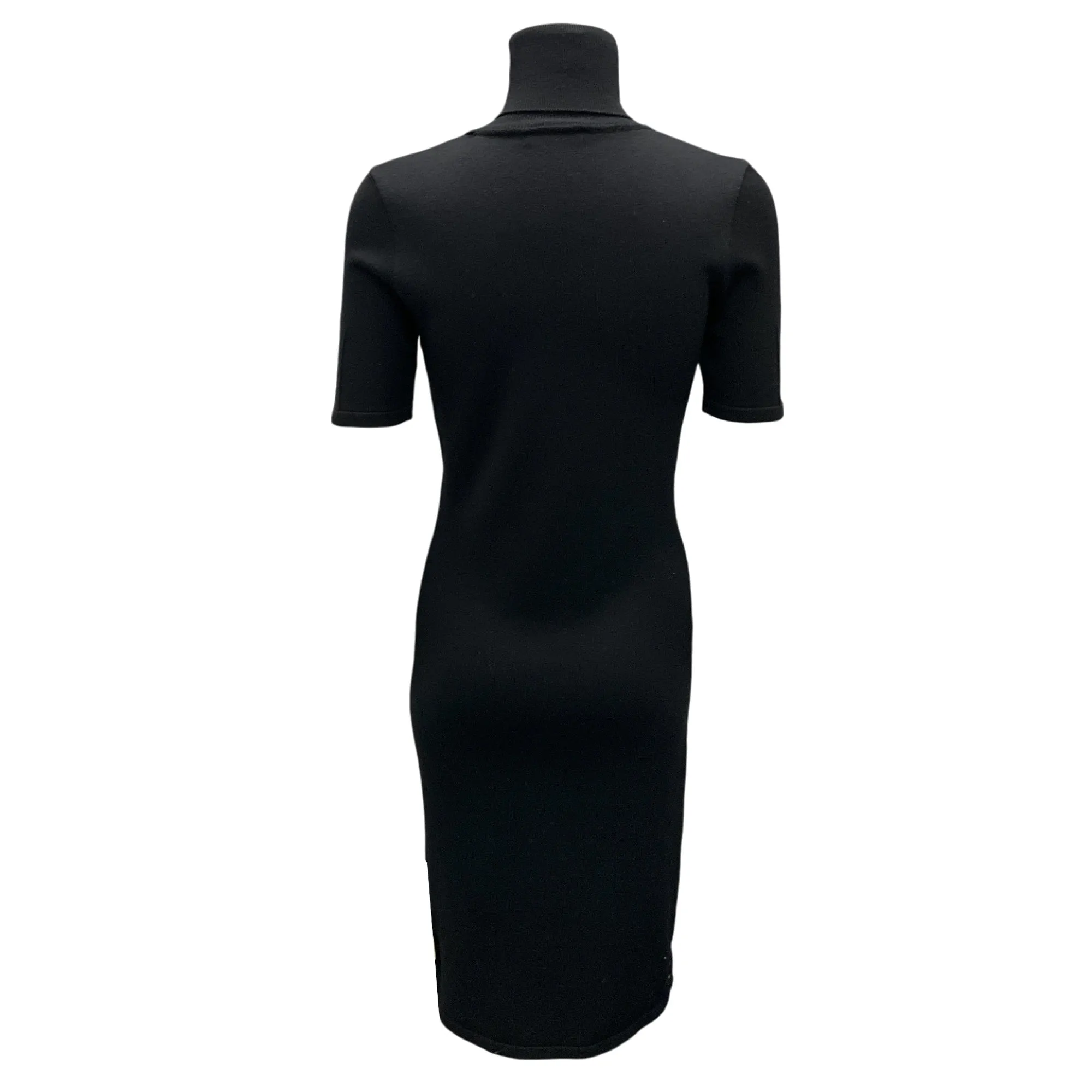 Versace Black 2008 Short Sleeved Wool Knit Dress