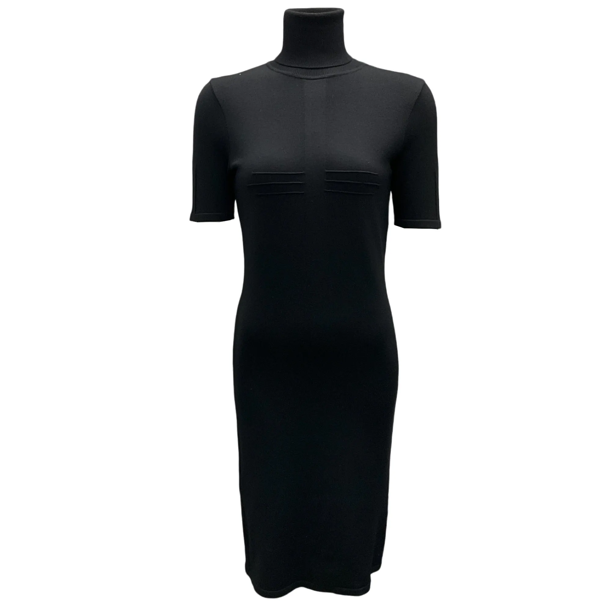 Versace Black 2008 Short Sleeved Wool Knit Dress