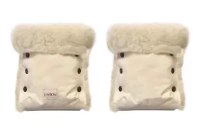 Waterproof Natural Wool Stroller Hand Muffs - White