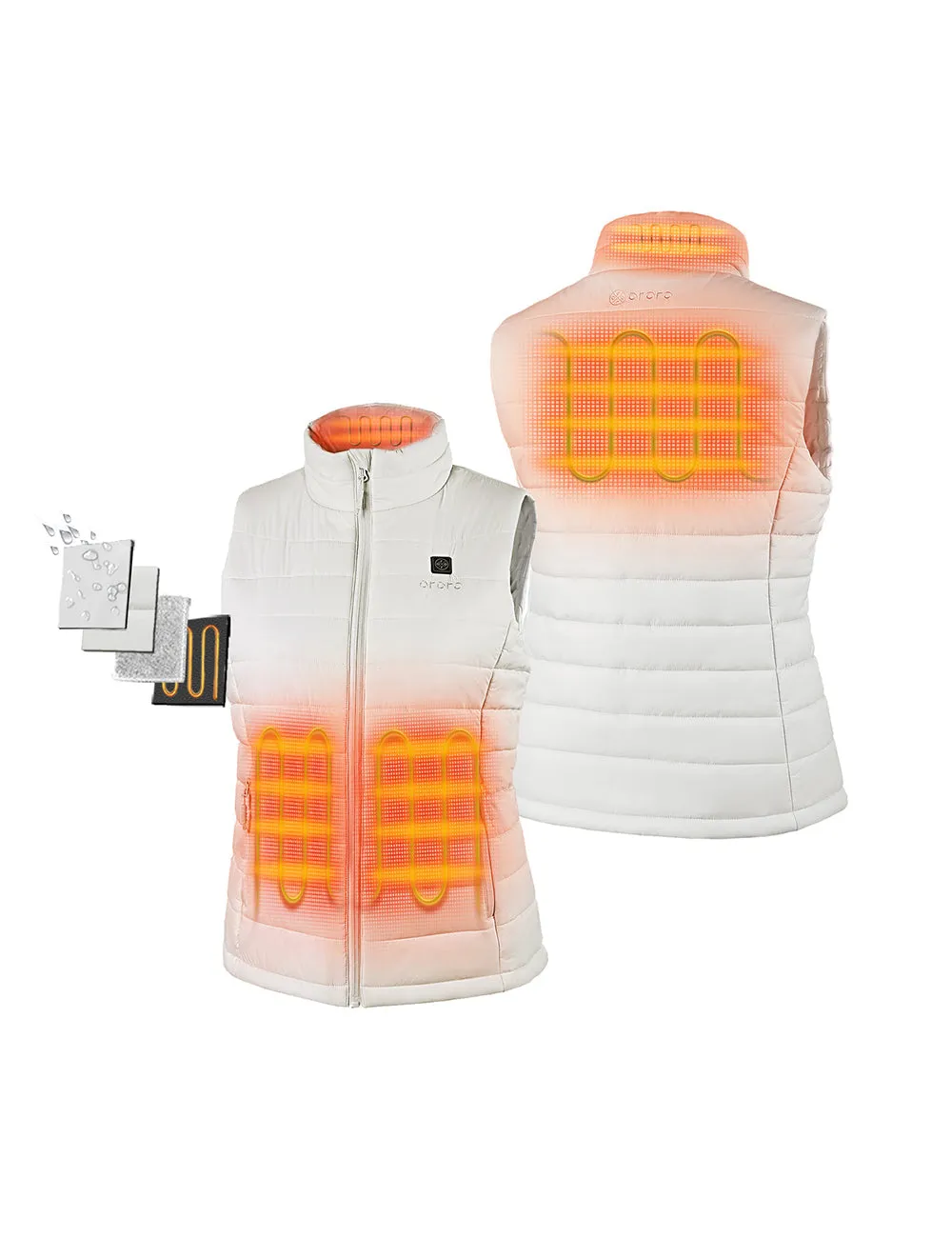 Women's Classic Heated Vest - White / Green / Red (Apparel Only)