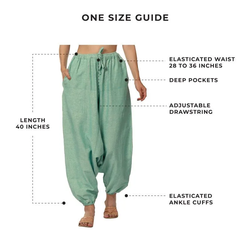 Women's Harem Pants | Sea Green | Fits Waist Size 28" to 36"