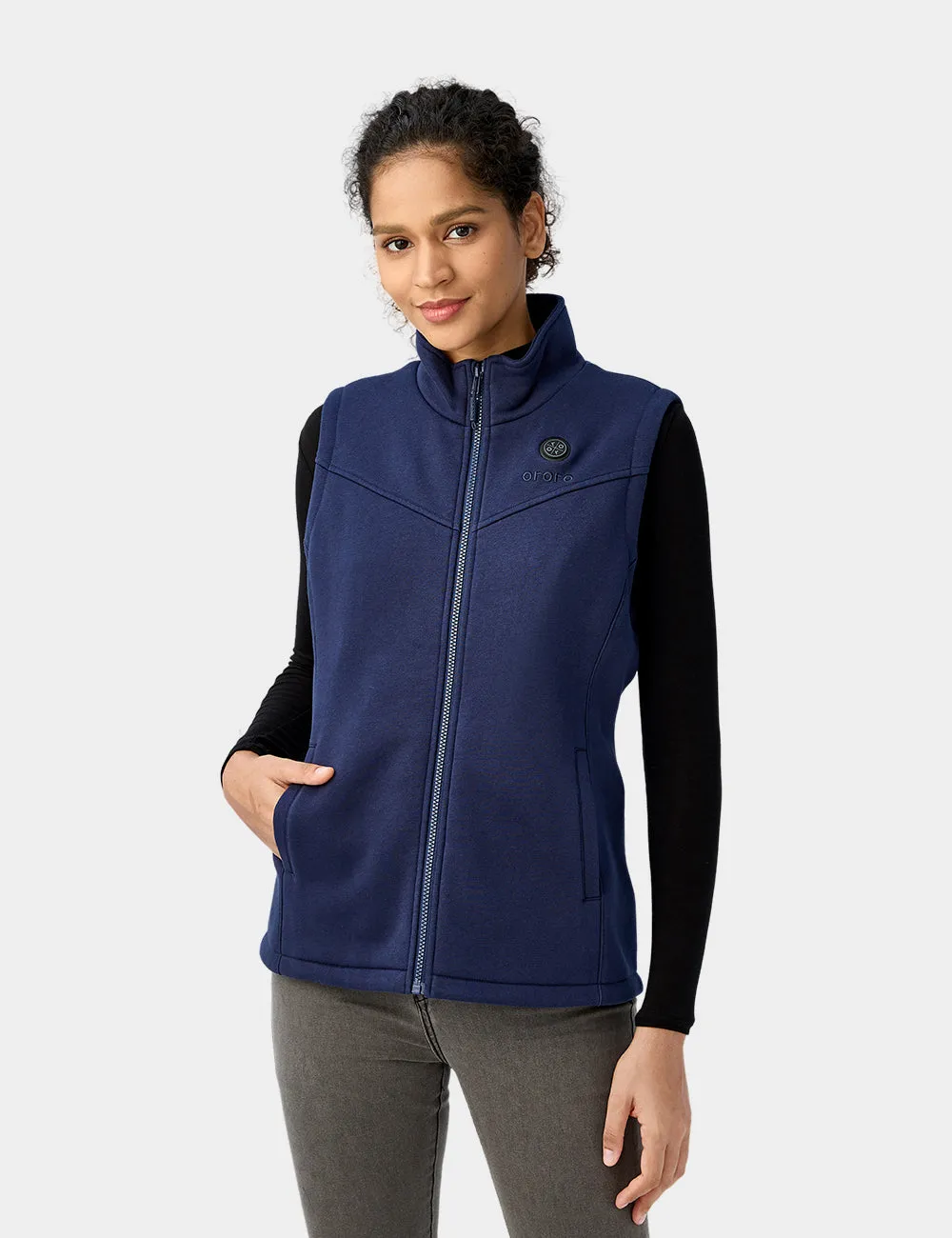 Women's Heated Fleece Vest - Red / Blue