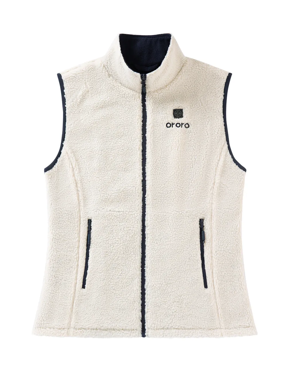 Women's Heated Recycled Fleece Vest - Grey / White