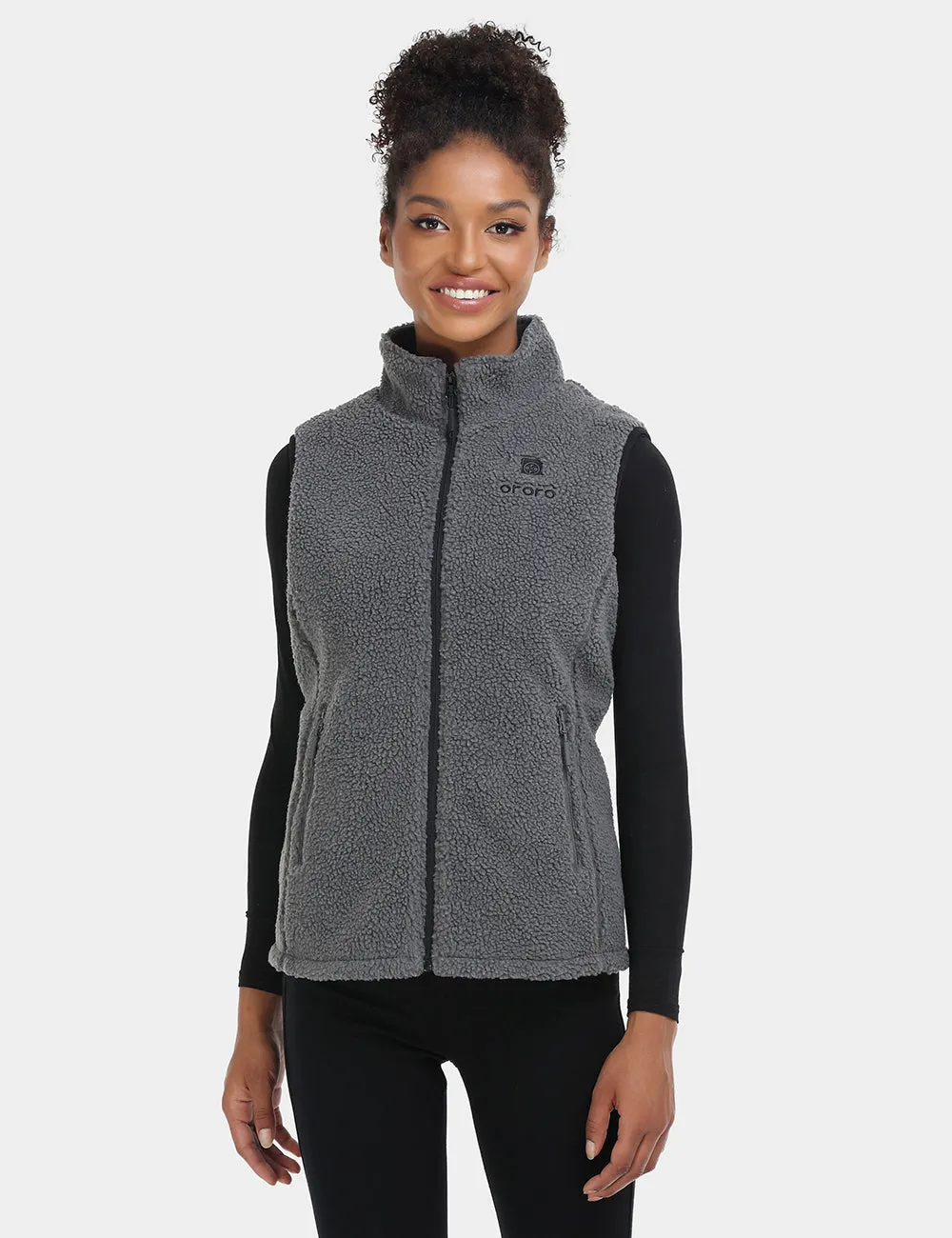 Women's Heated Recycled Fleece Vest - Grey / White