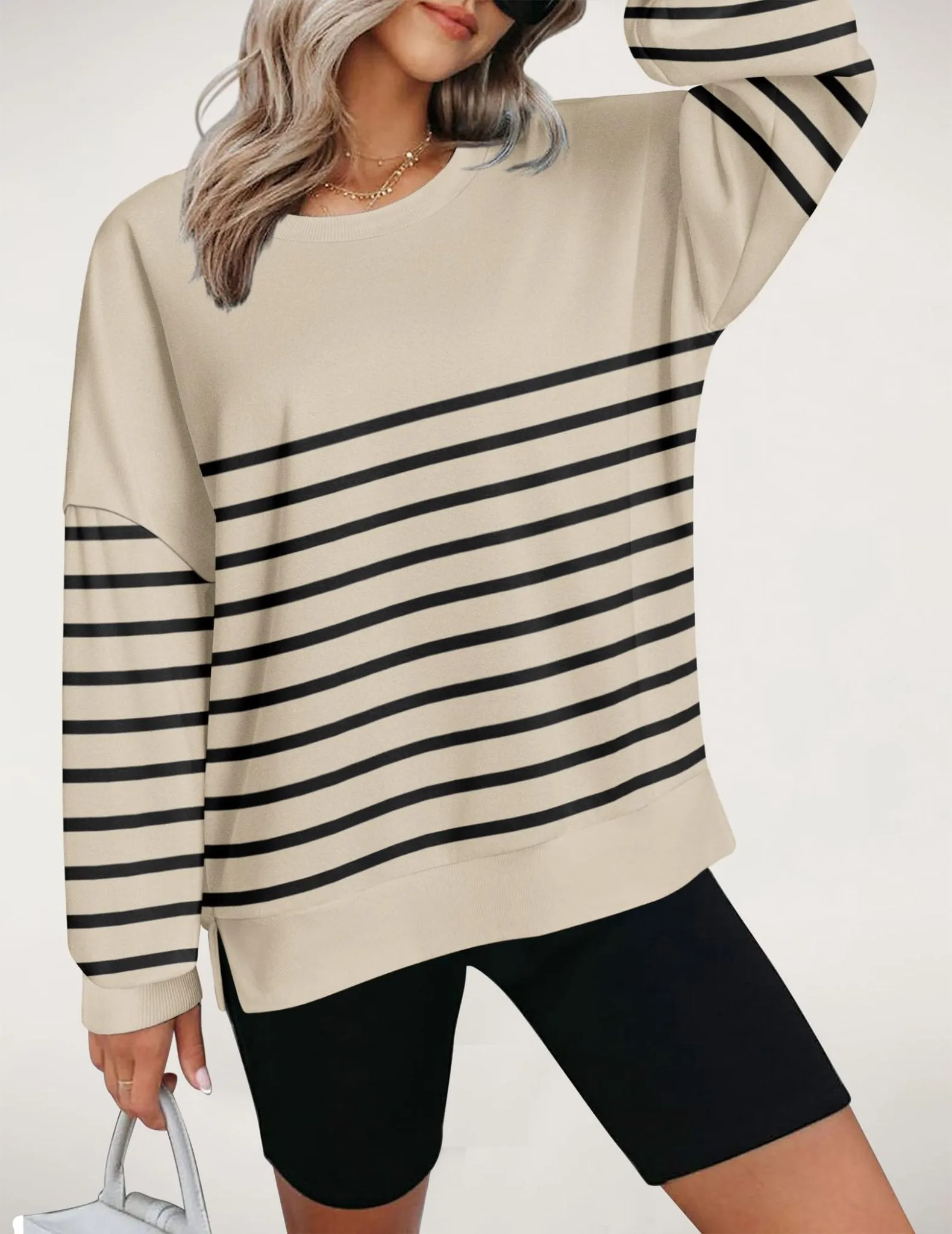 Zeagoo Women's Striped Pullover Sweatshirts Cute Lightweight Y2K Fall Outfits 2024 Hoodies Long Sleeve Shirts Loose Casual Pullover Tops Small